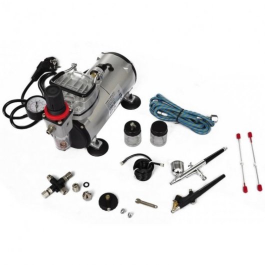 VidaXL Mini Compresor de Aerógrafo 3L 125W + 2 Pistolas