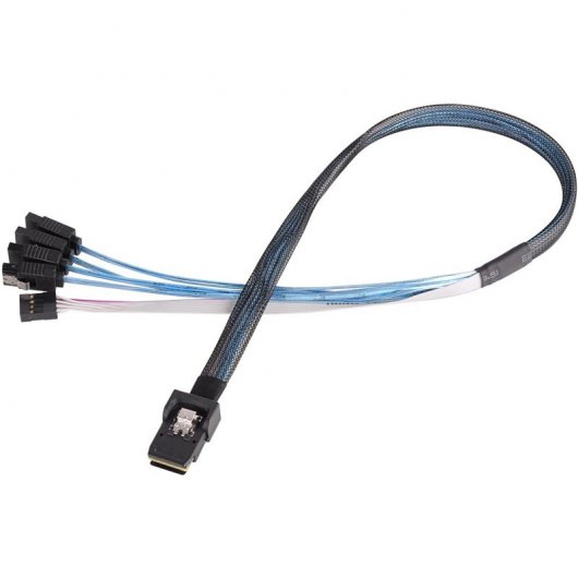 Silverstone Cable Interno 36 Pines a 4xSATA 7 Pines + Cable de Banda Lateral 50cm Blanco/Azul