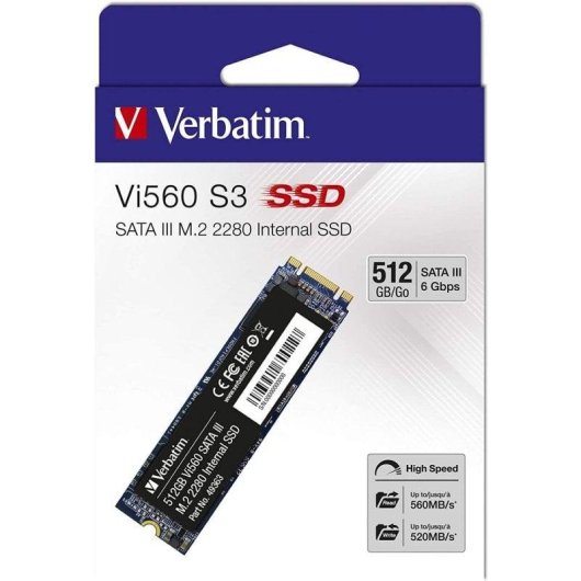 Disque SSD Verbatim Vi560 S3 512GB M.2 2280 SATA 3 560MB/s Fiable
