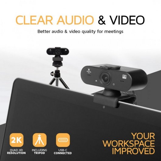 Xtorm Worx Quad-HD 2K Webcam con Trípode