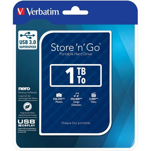 Verbatim Disco rigido portatile Store 'n' Go USB 3.0 da 1 TB - Blu