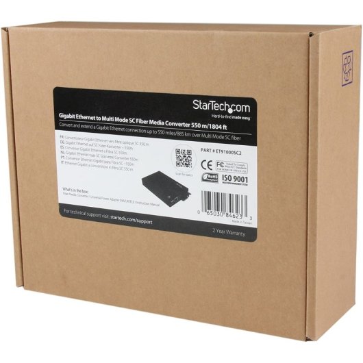 StarTech.com ET91000SC2 convertitore multimediale di rete 2000 Mbit/s 850 nm Modalità multipla Nero