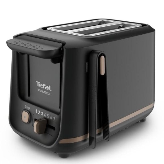 Tostadora Tefal Includeo TT5338 2 Ranuras 850W 7 Niveles Bandeja Recogemigas Negra