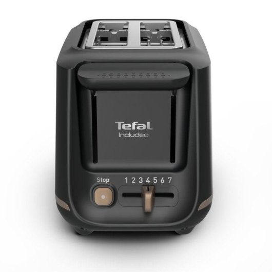 Tostadora Tefal Includeo TT5338 2 Ranuras 850W 7 Niveles Bandeja Recogemigas Negra