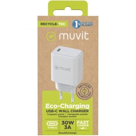 Muvit for Change Cargador Tipo-C PD 30W Blanco