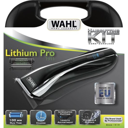 Tondeuse Homme Wahl Lithium Pro LCD sans Fil 100min 6 Sabots Longueurs Réglables