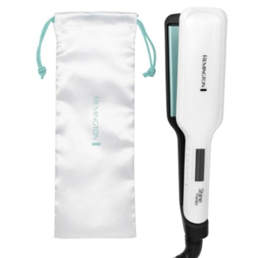 Prancha de Cabelo Cerâmica Remington Shine Therapy S8550 235ºC 10 Definições Placas Largas Desligar Automático Visor Branco