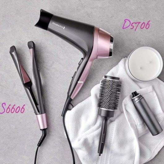 Ionen Föhn Remington Curl & Straight Confidence D5706 2200W 3 Temperaturstufen 2 Geschwindigkeiten Zubehör Schwarz Roségold
