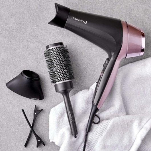 Ionen Föhn Remington Curl & Straight Confidence D5706 2200W 3 Temperaturstufen 2 Geschwindigkeiten Zubehör Schwarz Roségold