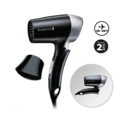 Klappbarer Reiseföhn Remington D2400 1400W 2 Temperaturstufen 2 Geschwindigkeiten Schwarz Silber