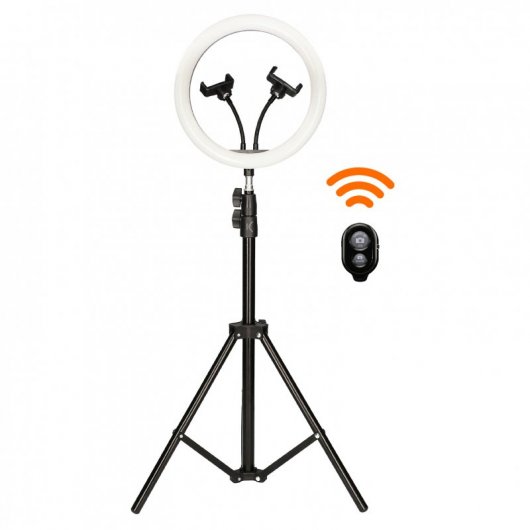 Mobile Tech Kit Studio Live Remote Aro de Luz 12" com Tripé Chão 1.6m para Smartphone + Comando