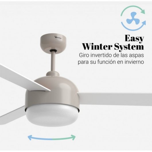 Universal Blue Vento Ventoinha de Teto WiFi com Luz LED e Comando Pás Reversíveis 70W Creme/Madeira/Branca