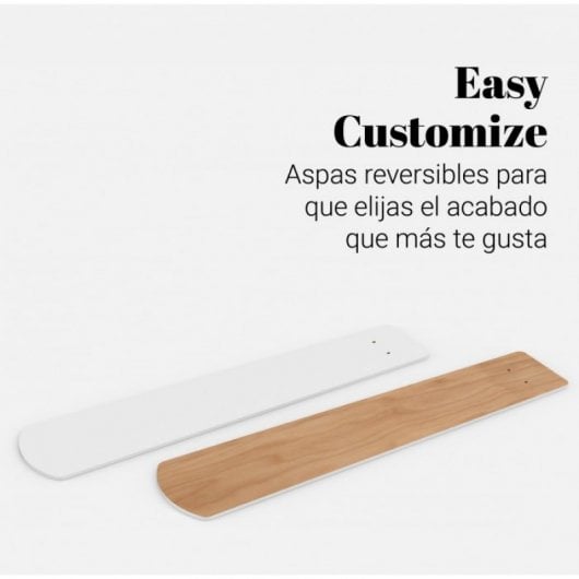 Universal Blue Vento Ventilador de Techo WiFi con Luz LED y Mando Aspas Reversibles 70W Turquesa/Madera/Blanco