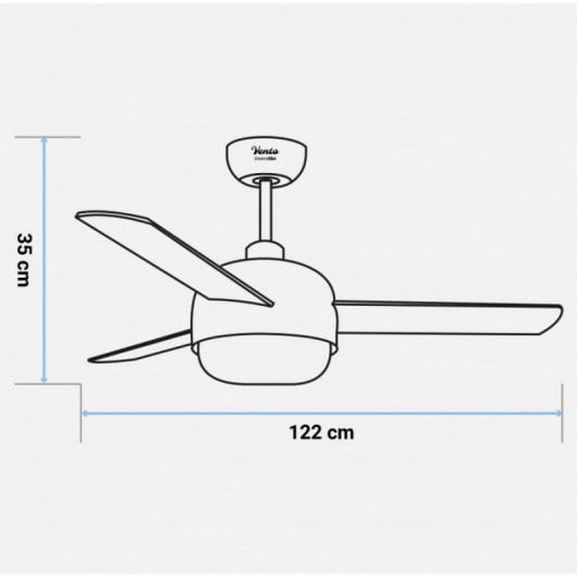 Universal Blue Vento Ventilador de Techo WiFi con Luz LED y Mando Aspas Reversibles 70W Turquesa/Madera/Blanco