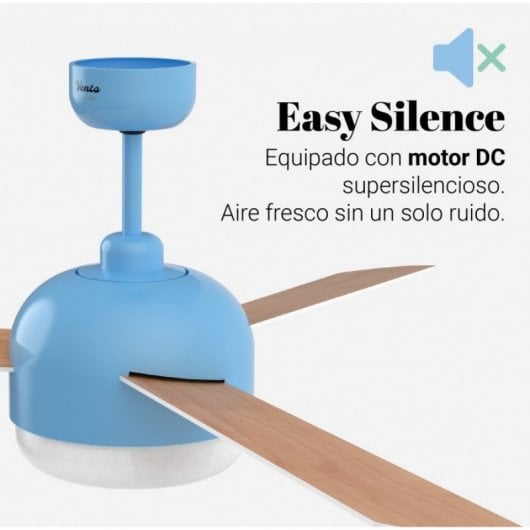 Universal Blue Vento Ventilador de Techo WiFi con Luz LED y Mando Aspas Reversibles 70W Azul/Madera/Blanco
