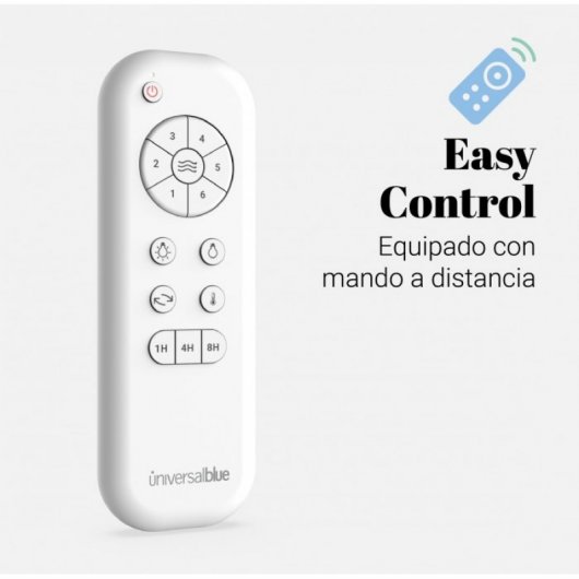 Universal Blue Vento Ventilador de Techo WiFi con Luz LED y Mando Aspas Reversibles 70W Azul/Madera/Blanco