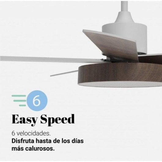 Universal Blue Levante 4048 Ventilador de Techo con Luz LED y Mando Aspas Reversibles 60W Blanco/Madera
