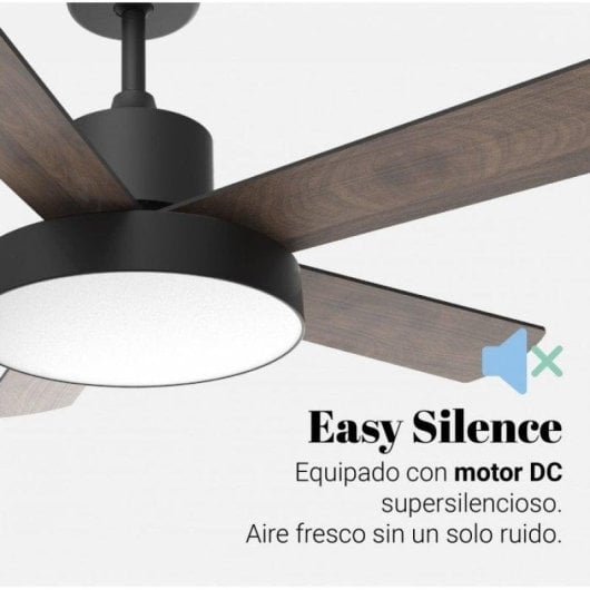 Universal Blue Levante 4048B Ventilador de Techo con Luz LED y Mando Aspas Reversibles 60W Negro/Madera