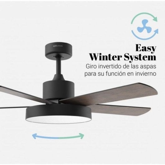 Universal Blue Levante 4048B Ventilador de Techo con Luz LED y Mando Aspas Reversibles 60W Negro/Madera