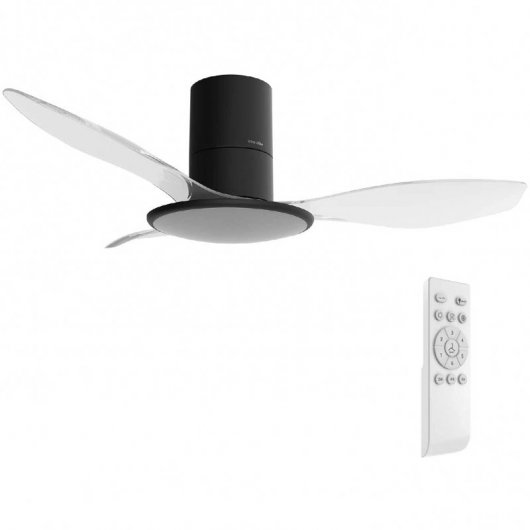 Universal Blue Pruga Ventilador de Techo con Luz LED y Mando 60W Negro/Transparente