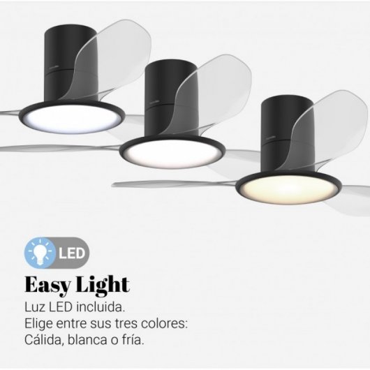 Universal Blue Pruga Ventilador de Techo con Luz LED y Mando 60W Negro/Transparente
