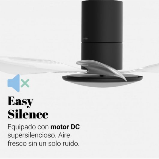 Universal Blue Pruga Ventilador de Techo con Luz LED y Mando 60W Negro/Transparente
