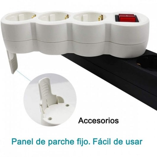 Extrastar Adaptador Tres Tomas Schuko con Interruptor Blanco
