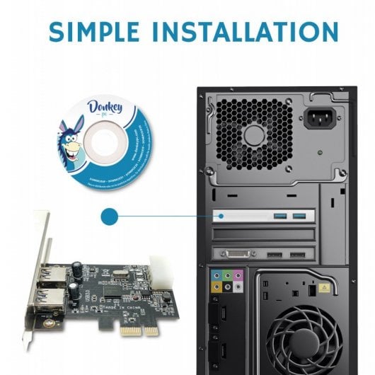 Donkey Pc DONKPCIE2P3 Tarjeta PCIe 2 Puertos USB 3.0