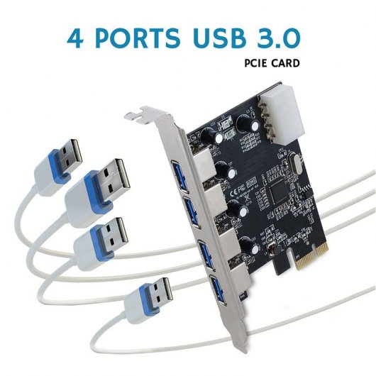 Donkey Pc DONKPCIE4P Tarjeta PCIe 4 Puertos USB 3.0