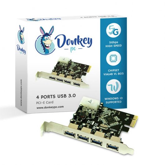 Donkey Pc DONKPCIE4P Tarjeta PCIe 4 Puertos USB 3.0