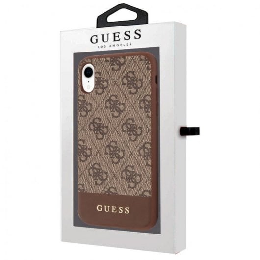 Cool Funda Licencia Guess Tela Marrón para iPhone XR