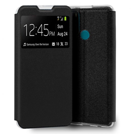 Cool Funda Flip Cover Liso Negro para Alcatel 1S (2021)/3L (2021)
