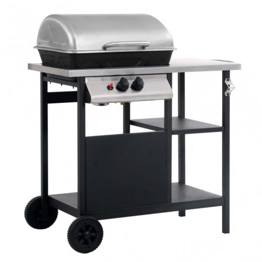 VidaXL Barbacoa Portátil de Gas Negro/Plateado