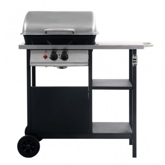 VidaXL Barbacoa Portátil de Gas Negro/Plateado