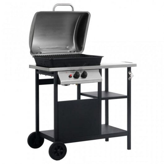 VidaXL Barbacoa Portátil de Gas Negro/Plateado