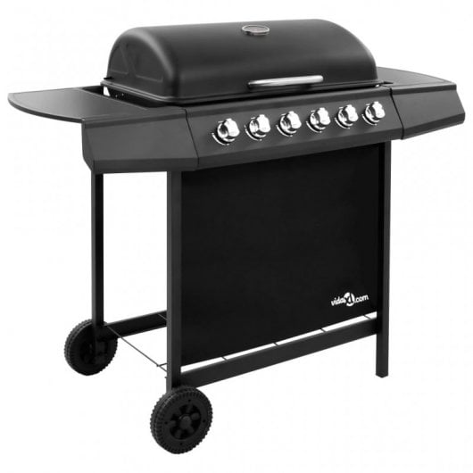 VidaXL Barbacoa de Gas 6 Fogones Negro