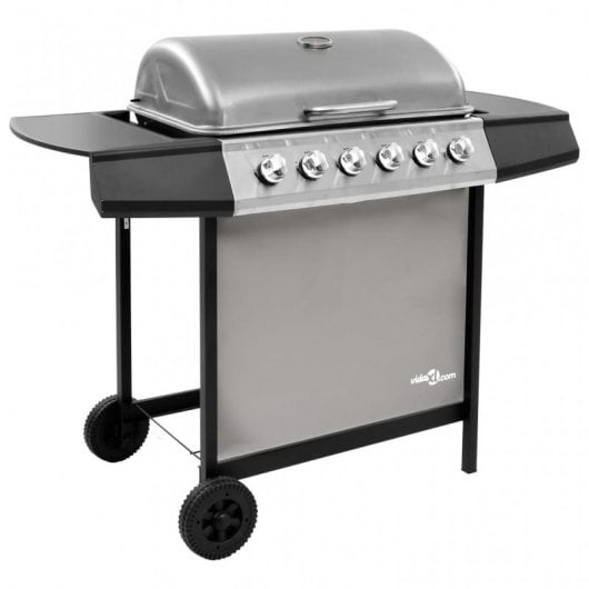 Barbecue à gaz VidaXL 6 brûleurs noir/argent
