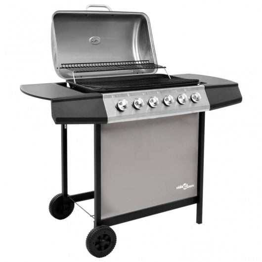 Barbecue à gaz VidaXL 6 brûleurs noir/argent