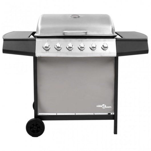 Barbecue à gaz VidaXL 6 brûleurs noir/argent