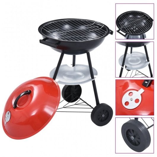 VidaXL Barbecue à charbon portable XXL Rouge