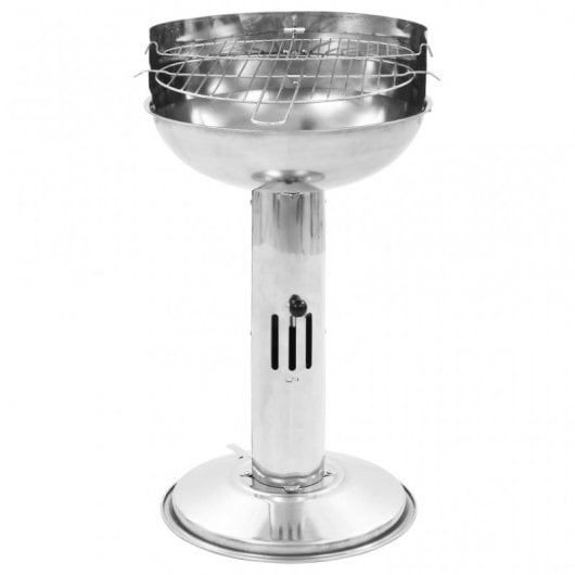 VidaXL Barbacoa de Carbón con Pedestal Acero Inoxidable