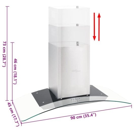 Cappa Decorativa VidaXL 90 cm P Acciaio Inossidabile/Vetro
