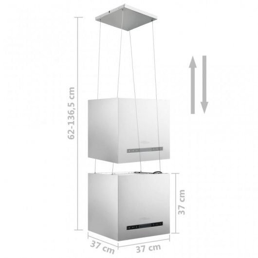 VidaXL Campana Decorativa de Isla 37cm D Acero Inoxidable