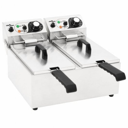 VidaXL Freidora Eléctrica Doble 12L 4000W Acero Inoxidable