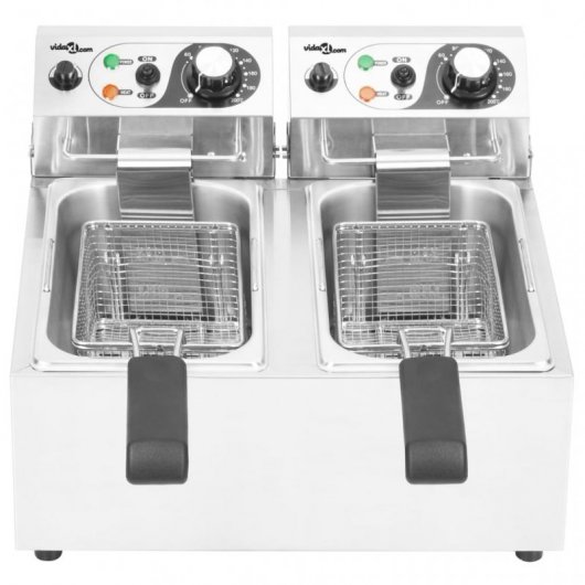 VidaXL Freidora Eléctrica Doble 12L 4000W Acero Inoxidable