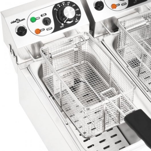 VidaXL Freidora Eléctrica Doble 12L 4000W Acero Inoxidable