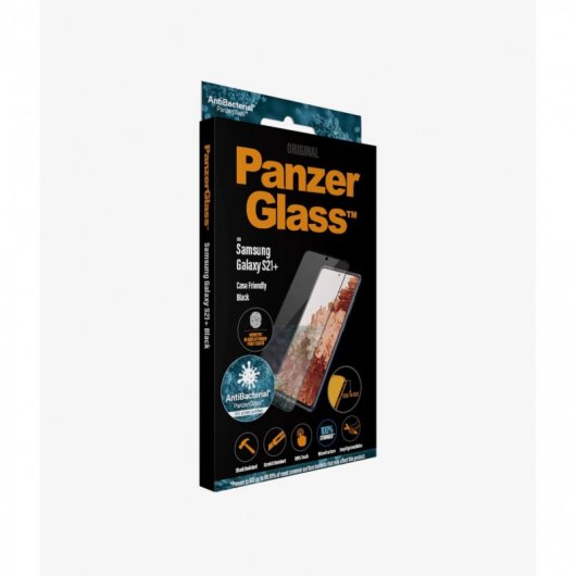 PanzerGlass Protector de Pantalla de Cristal Templado Antibacteriano con Lector de Huella para Samsung Galaxy S21 Plus
