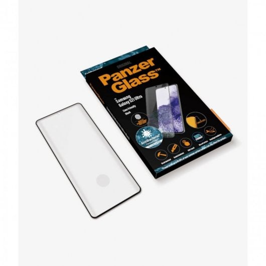 PanzerGlass Cristal Templado Antibacteriano con Lector de Huella para Samsung Galaxy S21 Ultra