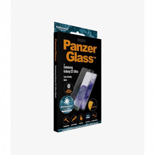 PanzerGlass Cristal Templado Antibacteriano con Lector de Huella para Samsung Galaxy S21 Ultra