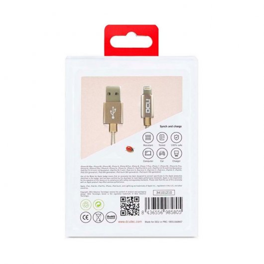 DCU Tecnologic Cable USB 2.0 a Lightning 1m Dorado